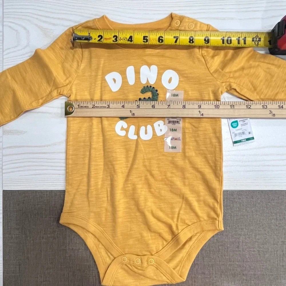 Garanimals Bodysuit Shorts Set Boys 18M Yellow Green Dino Club Fall NEW
